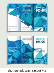 fondo de folleto de negocios abstracto vectorial con triángulos azules, plantilla editable