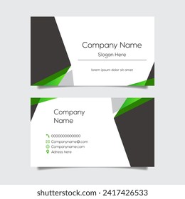 Vector abstract business card background design. Modern business name card layout design for print. Green background vector template