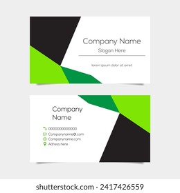 Vector abstract business card background design. Modern business name card layout design for print. Green background vector template