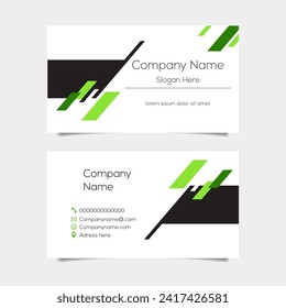 Vector abstract business card background design. Modern business name card layout design for print. Green background vector template