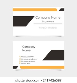 Vector abstract business card background design. Modern business name card layout design for print. Yellow background vector template