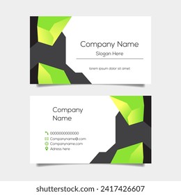 Vector abstract business card background design. Modern business name card layout design for print. Green background vector template