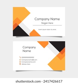 Vector abstract business card background design. Modern business name card layout design for print. Yellow background vector template