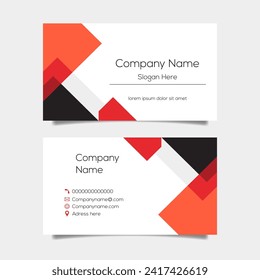 Vector abstract business card background design. Modern business name card layout design for print. Red background vector template