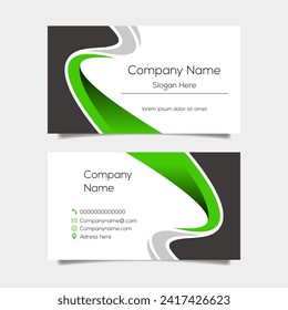 Vector abstract business card background design. Modern business name card layout design for print. Green background vector template