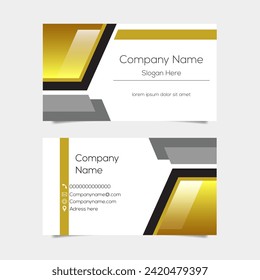 Vector abstract business card background design. Modern business name card layout design for print. Yellow background vector template