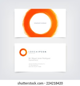 Vector abstract business card design template with hand painted circle logo