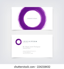 Vector abstract business card design template with hand painted circle logo
