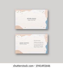 Vector Abstract Business Card Template Layout In Front And Back View.