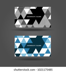 Vector abstract business card with triangle. Set template. Geometric shapes. 