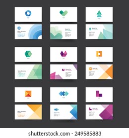 Vector abstract business cards. Colorful templates for business cards. Editable vector graphic. Collection of nine.