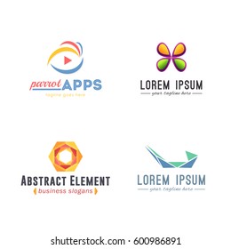 Vector Abstract Business Element Icons, Logo, Sign or Symbol Template Set