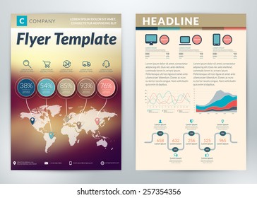 Vector abstract business flyer or poster template with infographics