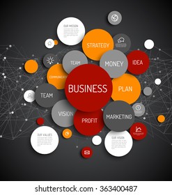 Vector Abstract Business infographic schema - dark red and orange version