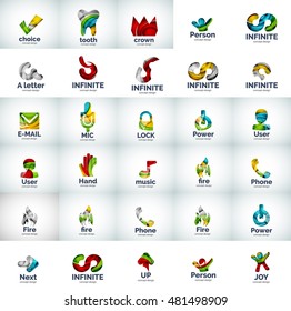 Colección de logotipos de negocios abstractos de vectores. Conceptos de Internet universal