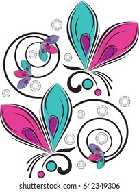 Vector abstract butterfly and fancy flower