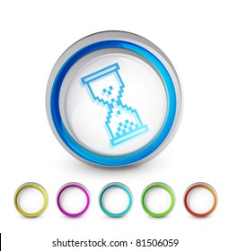 Vector abstract button with hourglass