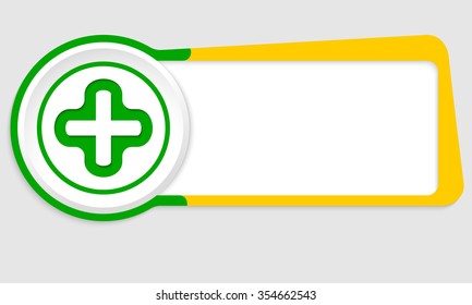 Vector abstract button for your text and plus symbol