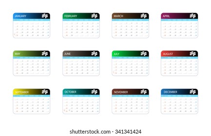 vector abstract calendar 2016 rectangle horizon design template