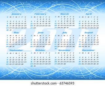 Calendario abstracto vectorial, plantilla de diseño para 2011