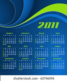 Vector abstract calendar, design template for 2011