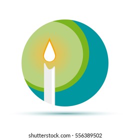 Vector abstract candle, isolated sign in round