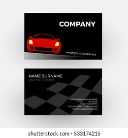 Vector abstract car, circuit race. Business card