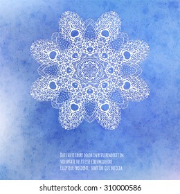Vector abstract  card with blue watercolor texture and hand drown flowers. Perfect  cards for any  kind of design, birthday and other holiday
