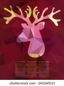 Vector abstract card with deer from triangles