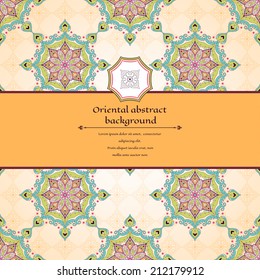 Vector abstract card. Oriental floral pattern. Place for your text. 