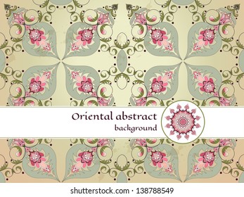 Vector abstract card. Oriental pattern on vintage background. Perfect for greetings, invitations or announcements