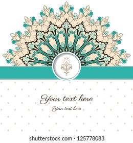 Vector abstract card. Vintage  damask pattern. Colors are easily editable. Place for your text.
