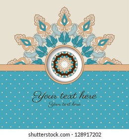 Vector abstract card. Vintage damask pattern. Colors are easily editable. Place for your text.