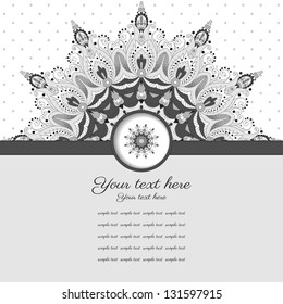 Vector abstract card. Vintage damask pattern. Colors are easily editable. Place for your text.