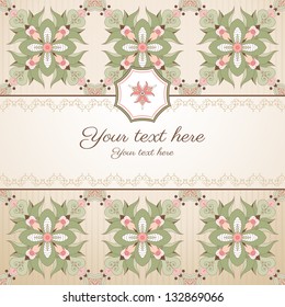 Vector abstract card. Vintage oriental pattern.  Place for your text.  Perfect for greetings, invitations or announcements.