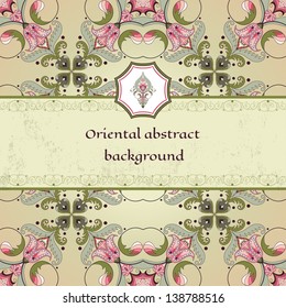 Vector abstract card. Vintage oriental pattern. Place for your text. Perfect for greetings, invitations or announcements.