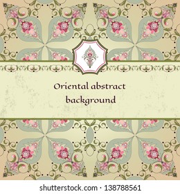 Vector abstract card. Vintage oriental pattern. Place for your text. Perfect for greetings, invitations or announcements.