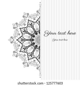Vector abstract card. Vintage ornate damask pattern and stripes. Colors are easily editable. Place for your text.