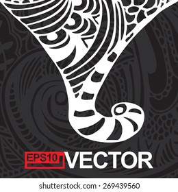 Vector abstract card with abstract wave. Lace ornament.