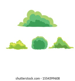Vector Abstract Cartoon Doodle Bush Grass Drawing, illustration template collection set green pack