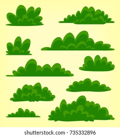 vector abstract cartoon doodle bush grass drawing illustration template collection set green pack