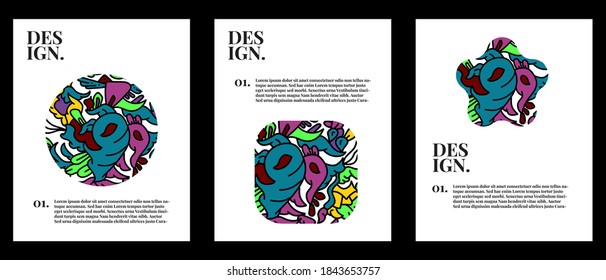 Vector abstract cartoon doodle colorful illustration. Liquid and fluid abstract tribal tattoo, sticker and wallpaper background.