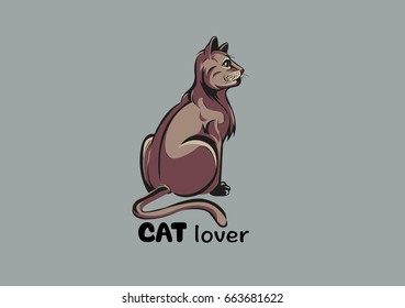Vector abstract, cat lover symbol