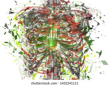Vector abstract chaotic background.
man’s spine and ribs exploded