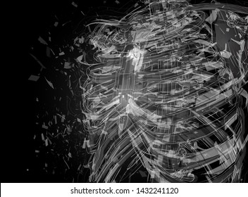 Vector abstract chaotic background.
man’s spine and ribs exploded