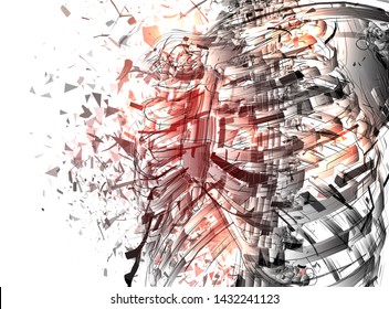 Vector abstract chaotic background.
man’s spine and ribs exploded
