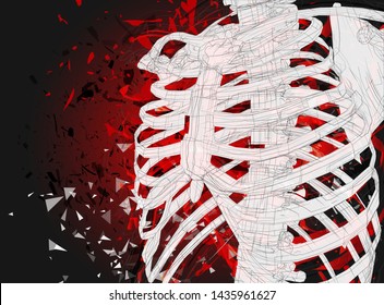 Vector abstract chaotic background.
man’s spine and ribs exploded