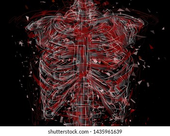 Vector abstract chaotic background.
man’s spine and ribs exploded