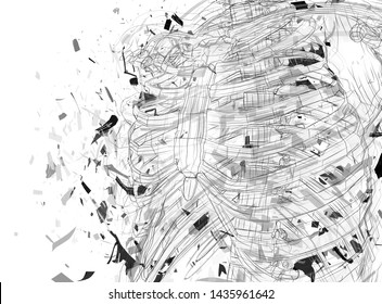 Vector abstract chaotic background.
man’s spine and ribs exploded