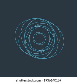 Vector abstract chaotic circle sketch lines. Black round shape. Twisted shape. Stock Vector illustration isolated